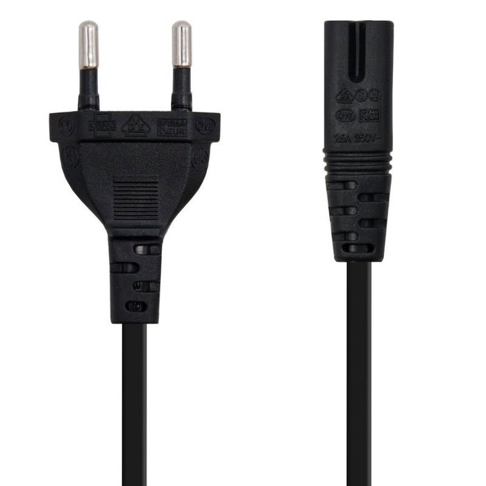 Nanocable Cable de Alimentación Forma 8 CEE7/16/M a C7/H, 3m, Negro